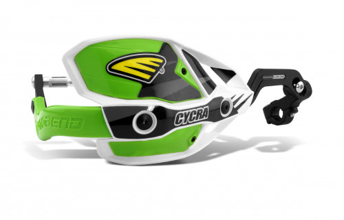 Cycra Dichte Handkappen Groen / Wit Ultra Pro Bend CRM voor 28,6mm stuur