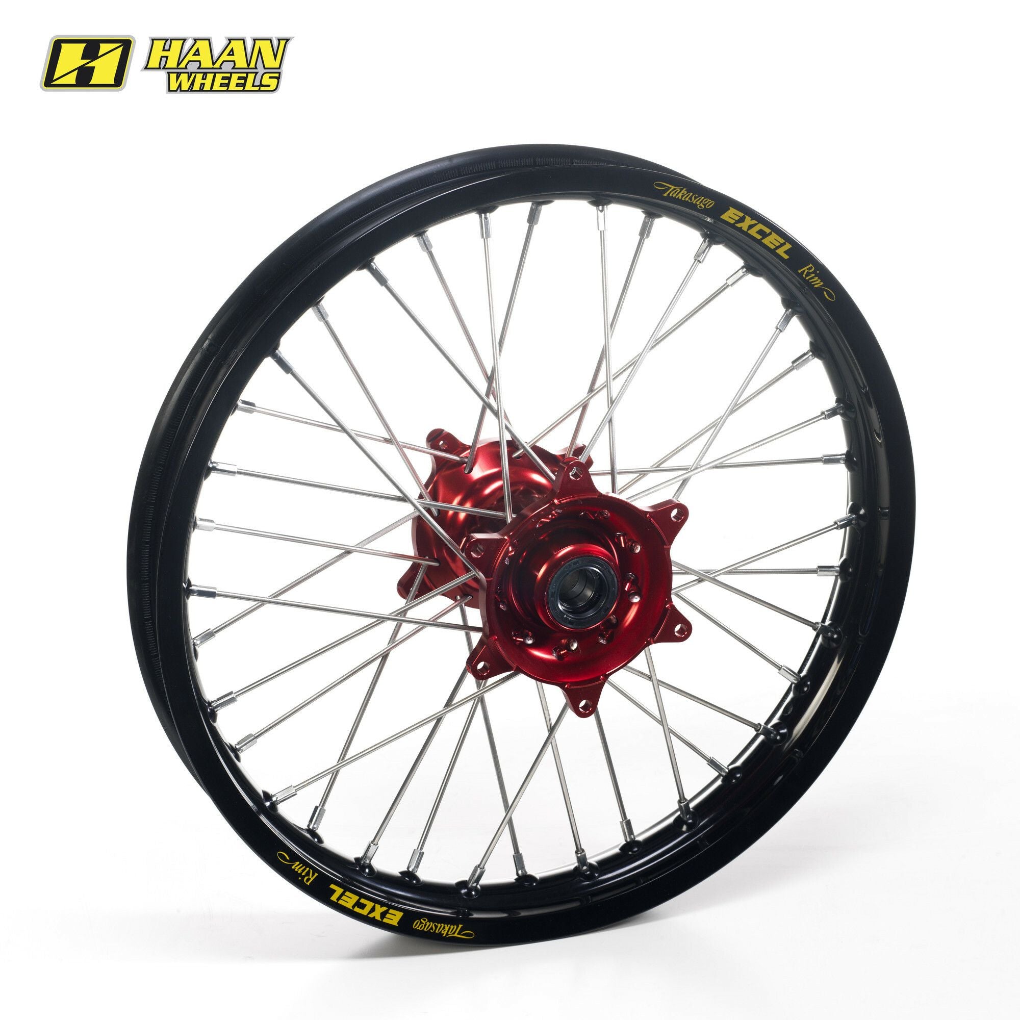 Excel achterwiel compleet zwarte velg + Haan Wheels rode naaf 19-2.15 Honda CRF 450R 2013-2026 & CRF 250R 2014-2026