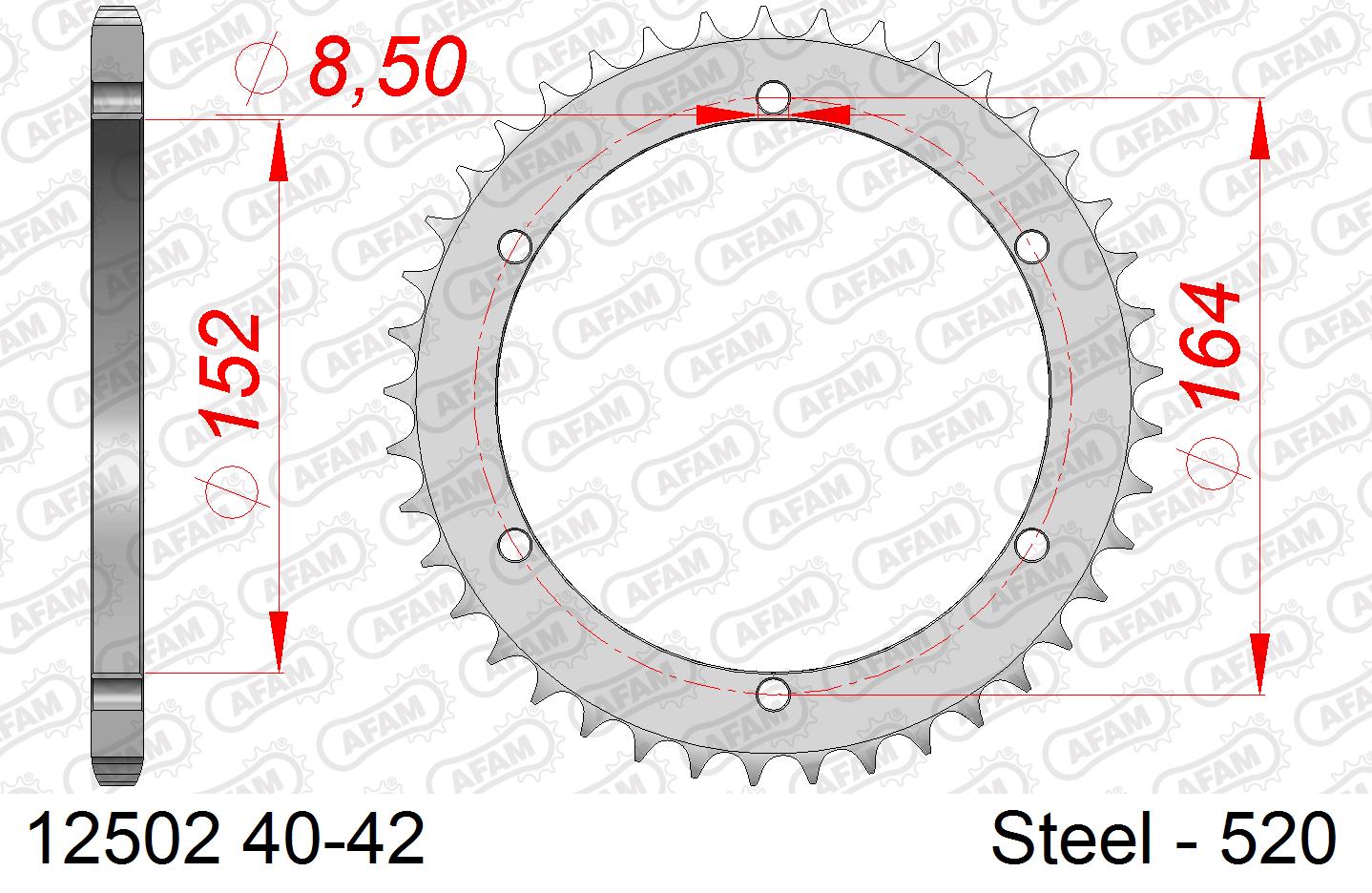 AFAM achtertandwiel staal 40 tands Quad ( voor 520 ketting )