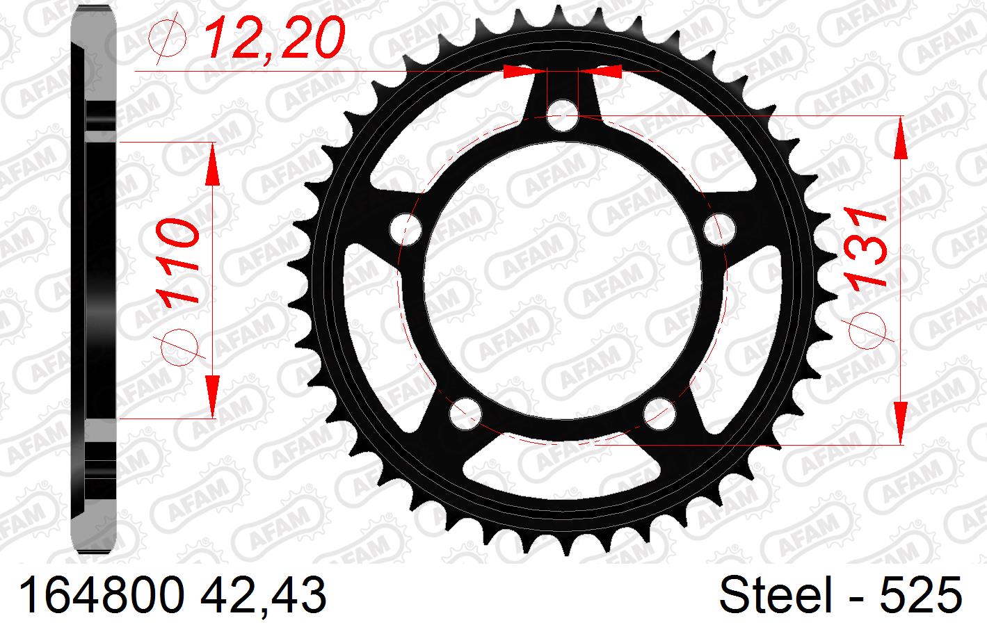 AFAM achtertandwiel staal 45 tands BMW S 1000 ( voor 525 ketting )