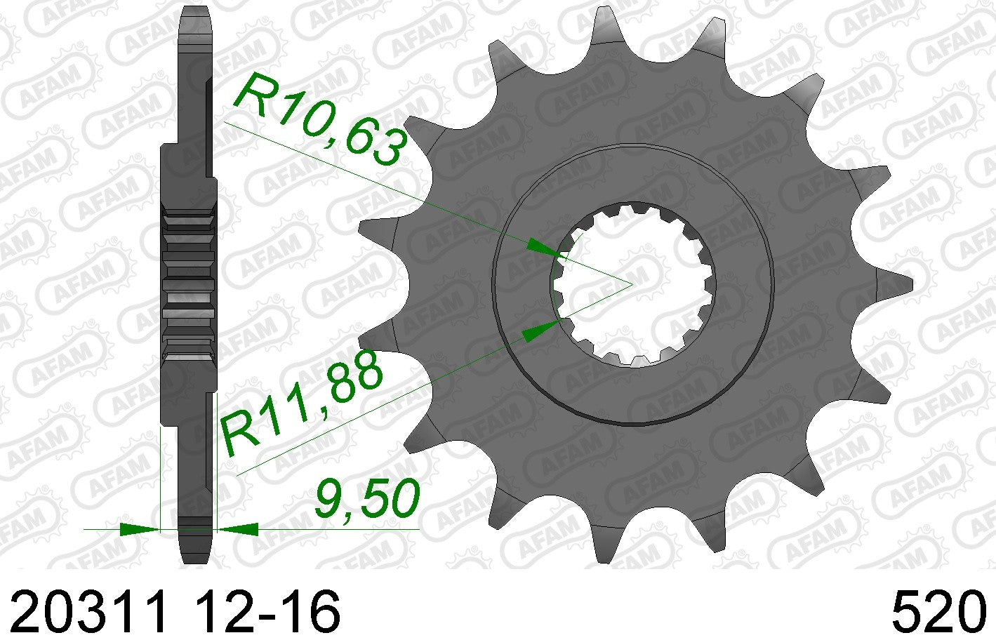 AFAM voortandwiel 14 tands staal Honda CR 250R 88-07 & CR 500R 88-01 & CRF 450R 02- & CRF 450 RX 17-