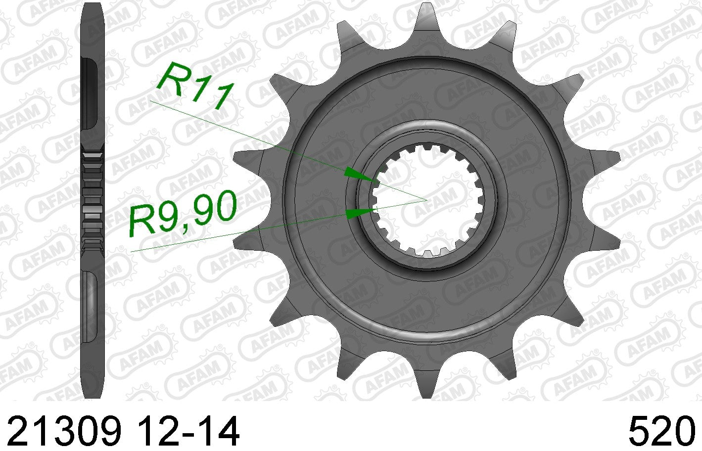 AFAM voortandwiel 14 tands staal Gas Gas EC 250F & EC 300F, Yamaha YZ 125 & YZ 250F & WR 250F, Fantic XX/XE 125