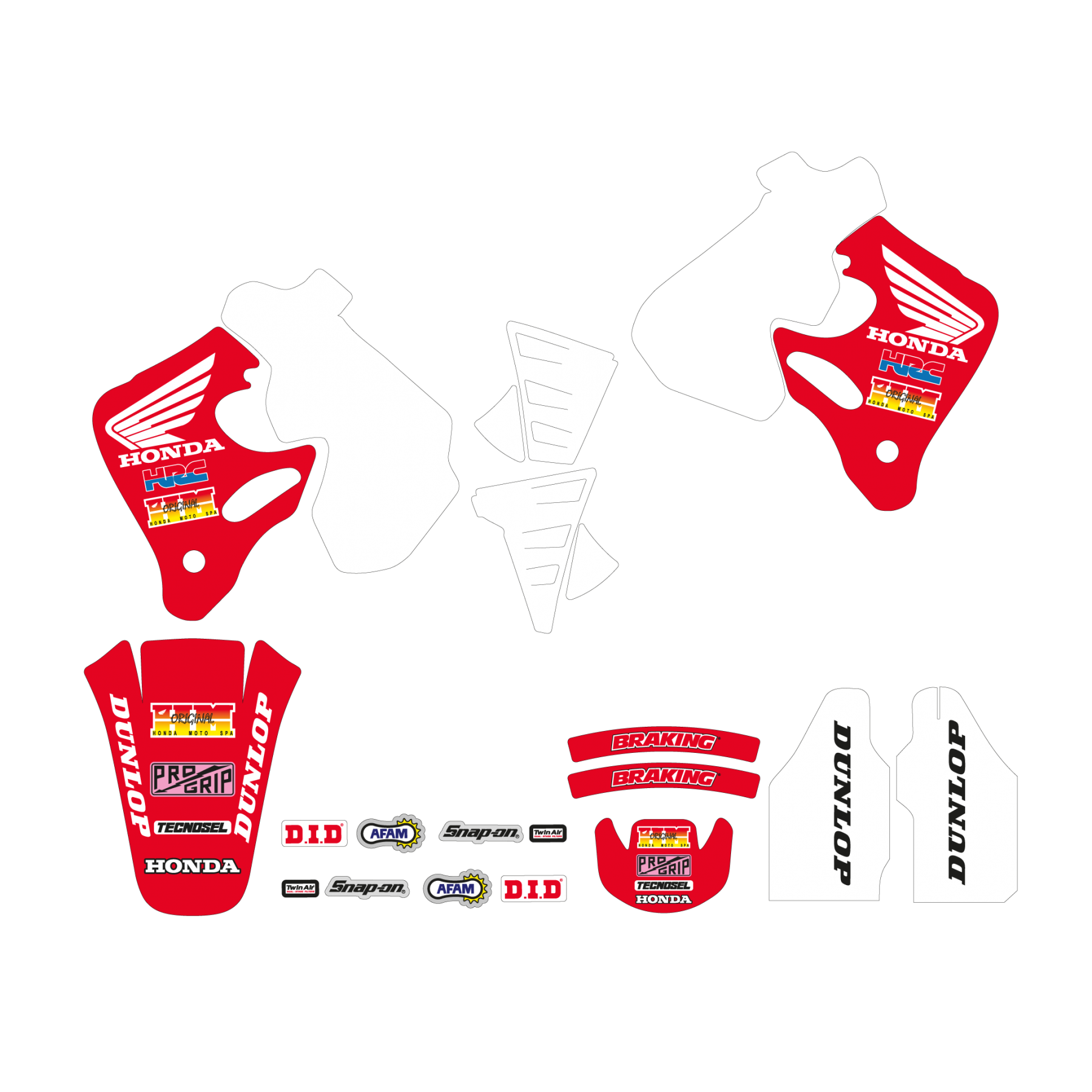 Blackbird stickerset OEM 1992 Honda CR 125R 1993-1997 & CR 250R 1992-1996