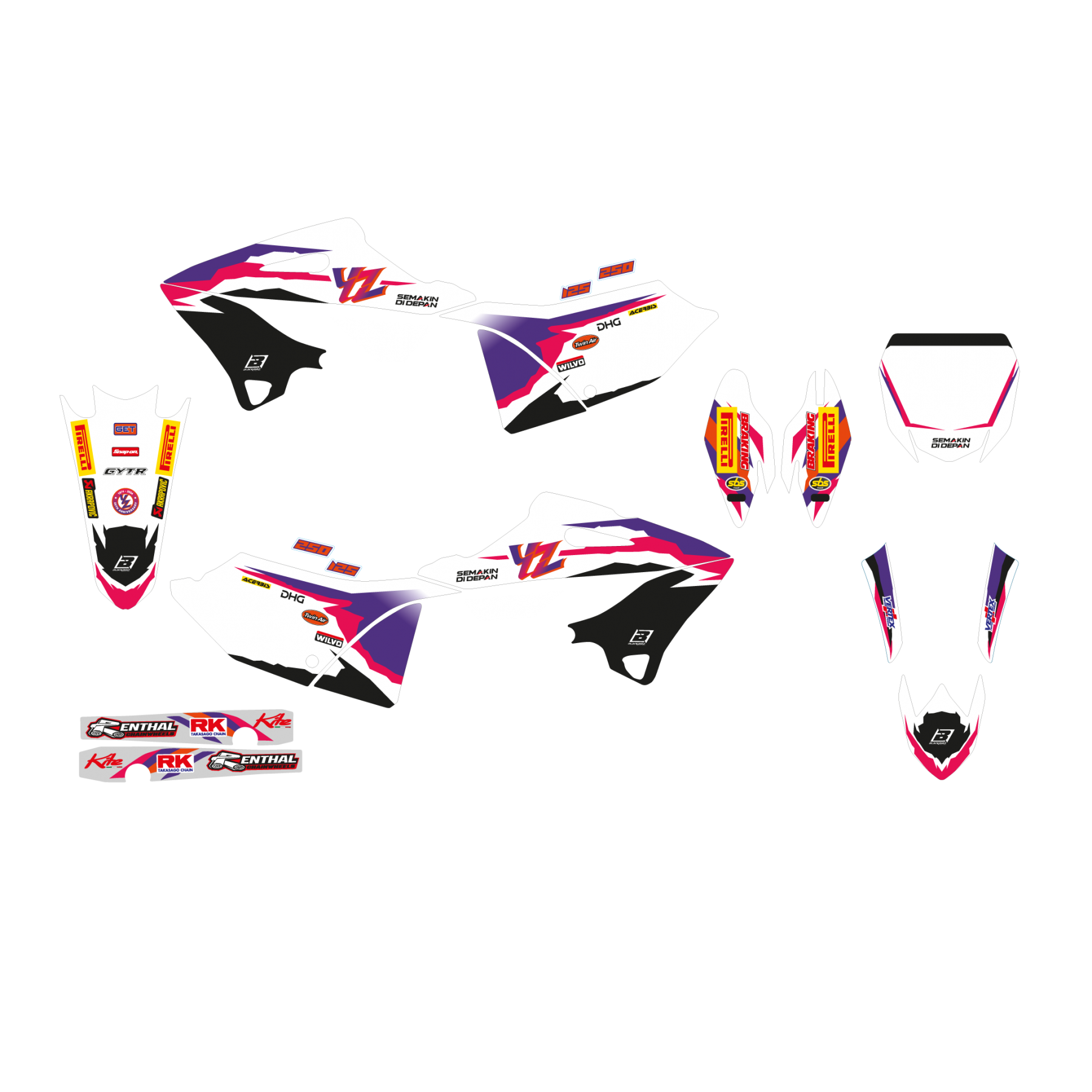 Blackbird stickerset met zadelovertrek Replica Team Factory 50th Anniversay Yamaha YZ 125/250 2022-2024
