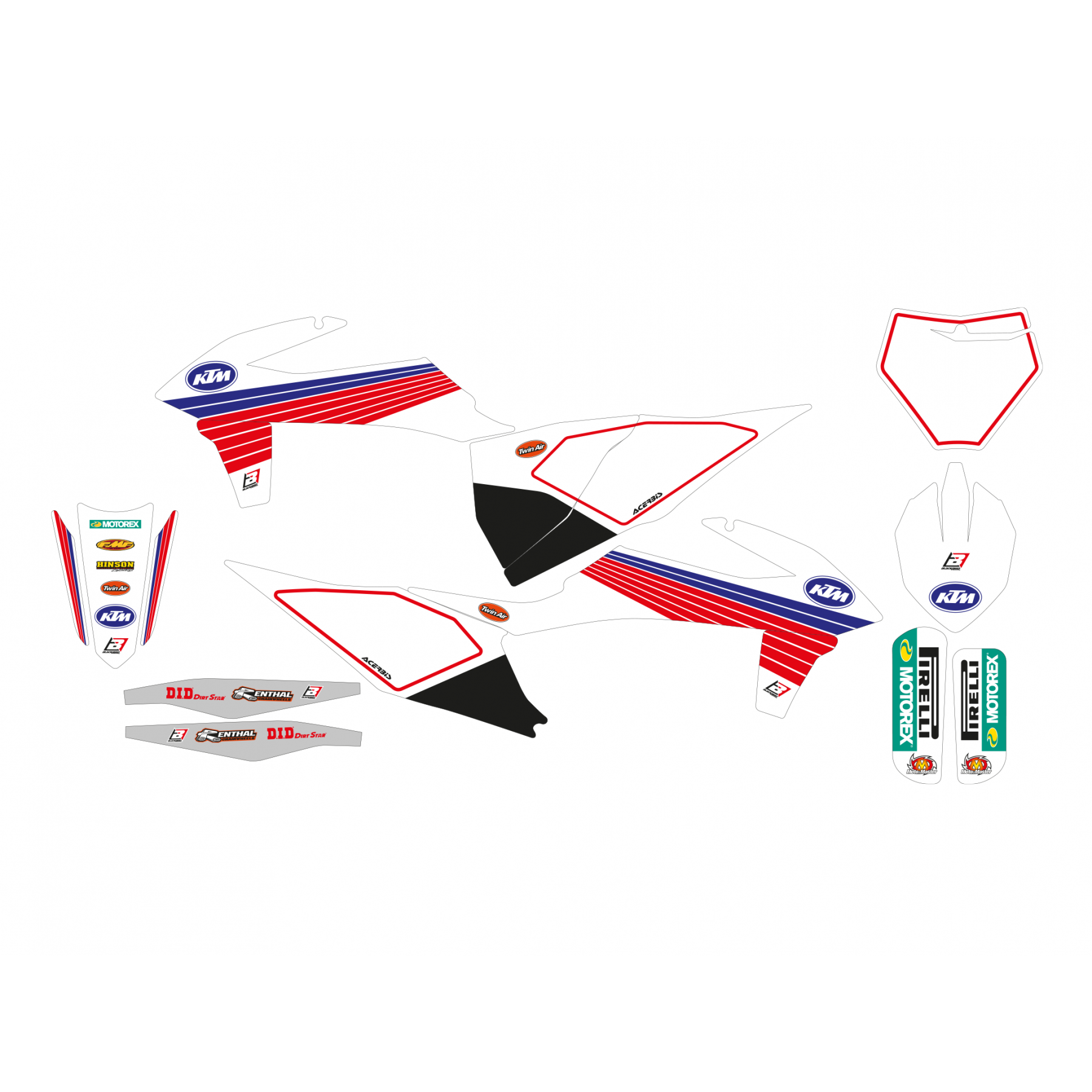 Blackbird Stickerset 'Retro' KTM SX/SXF 125-450 2019-2022 & EXC/EXC-F 250-500 2020-2023