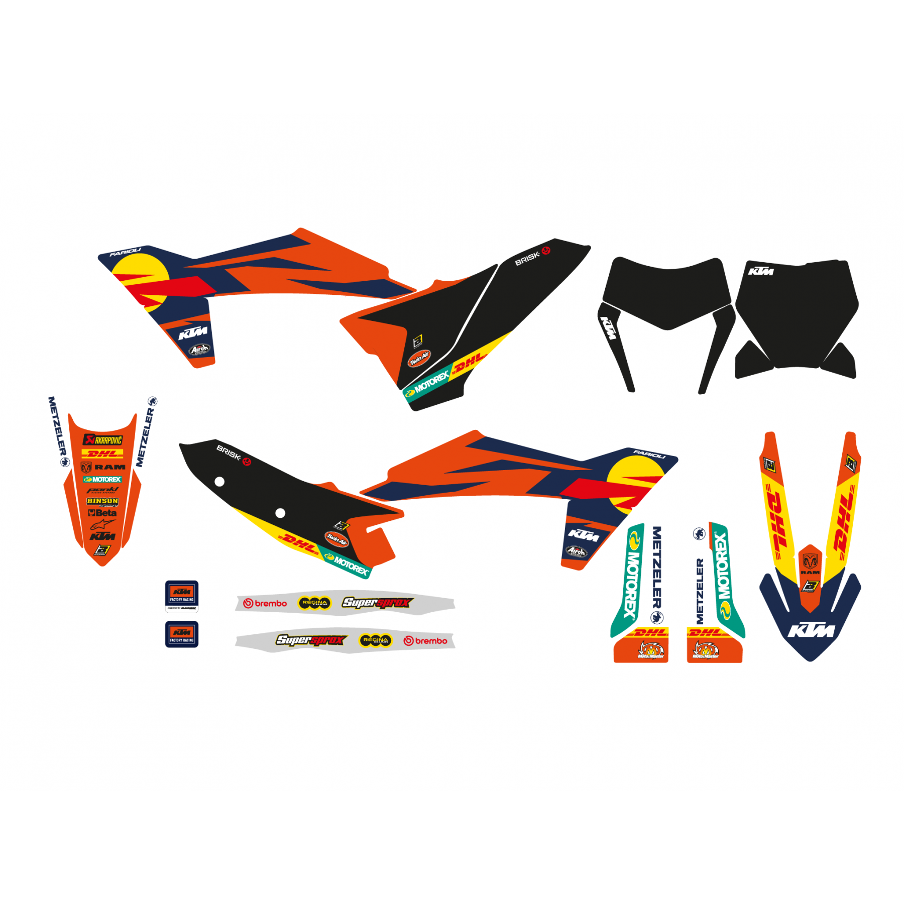 Blackbird Stickerset 'Replica KTM Factory 23' KTM SX/F 125/150/250/300/350/450 2023 & EXC/EXC-F 250-500 2024-