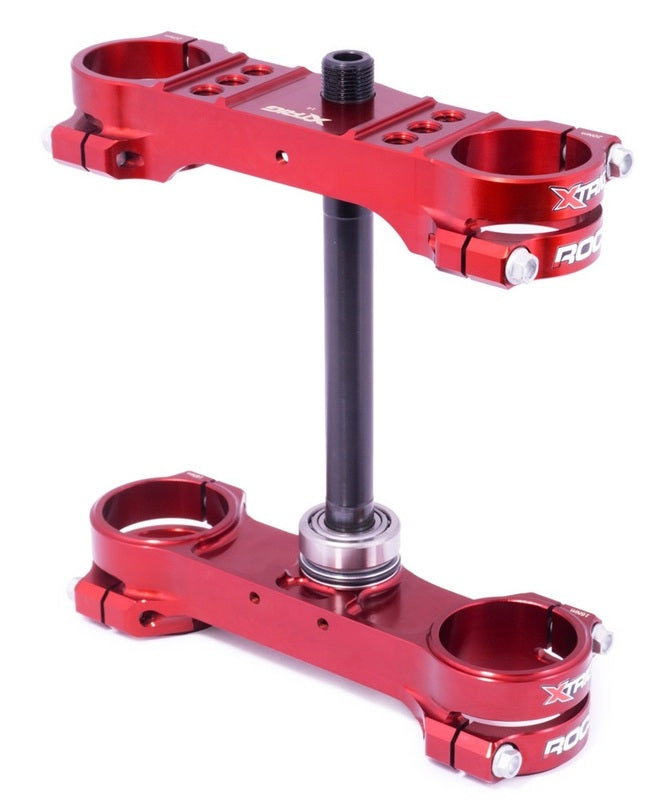 X-Trig Rocs Tech kroonplaten offset 14mm Rood/bruin KTM SX 85 2014- & Husqvarna TC 85 2014- & Gas Gas MC 85 2021-