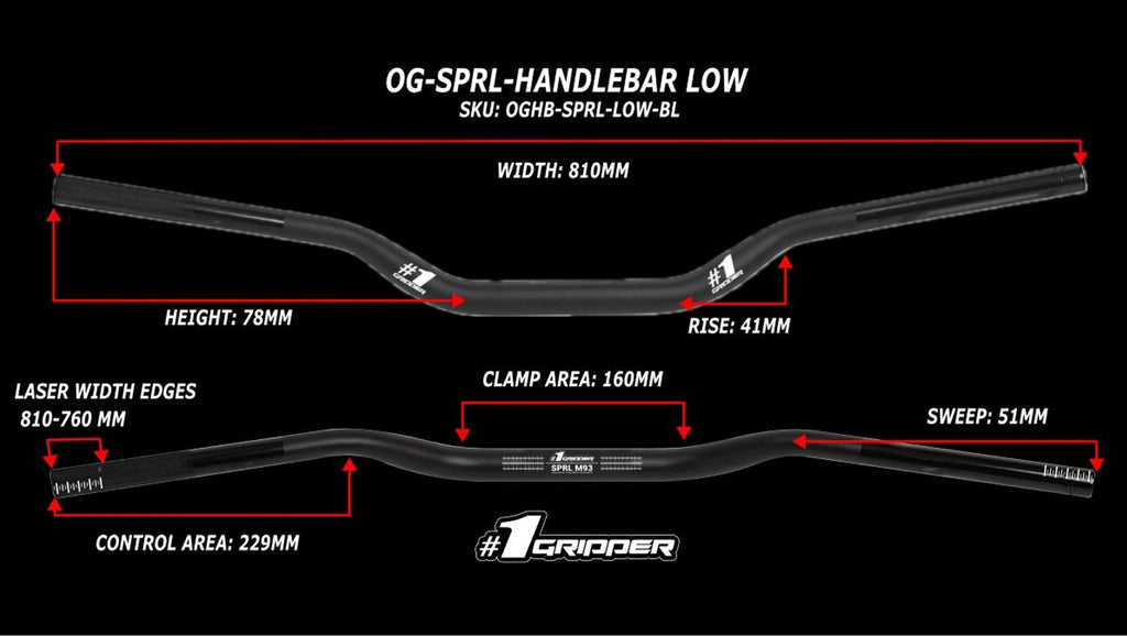 Onegripper #1 SPRL stuur Low Hoogte 78mm kleur Zwart