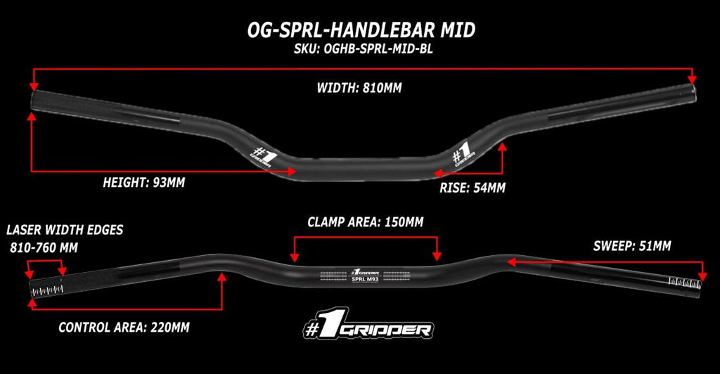 Onegripper #1 SPRL stuur Mid Hoogte 93mm kleur Zwart