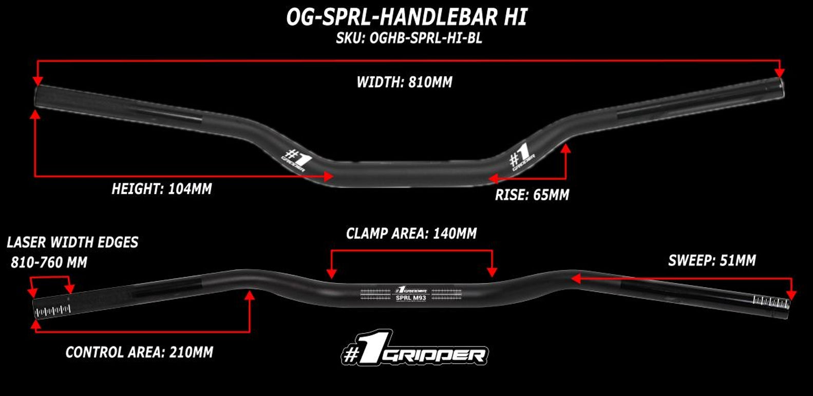 Onegripper #1 SPRL stuur Extra Laag Hoogte 29mm kleur Zwart