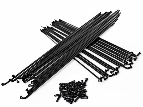 CC-Products Voorwiel 21″ RVS spakenset Zwart ( poedercoat zwart ) 36 stuks + nippels Zwart ( aluminium ) voor OEM wielen KTM/Husqvarna/Gas Gas 2008-