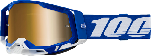 100% Racecraft 2 crossbril Blauw - Goude Spiegel Lens ( 2024 collectie )