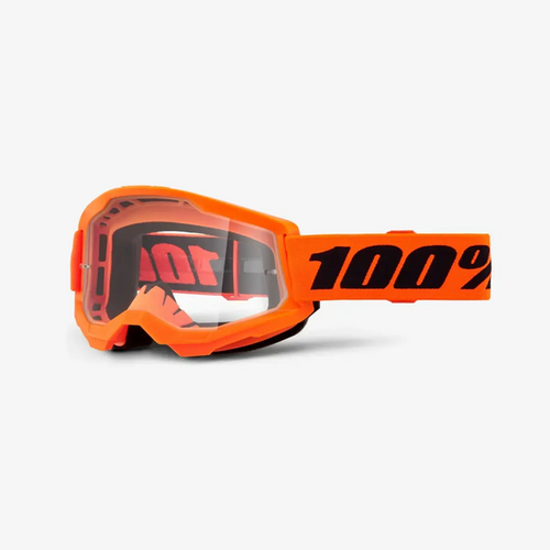 100% Strata 2 Crossbril Fluor Oranje - heldere clear lens ( 2026 collection )