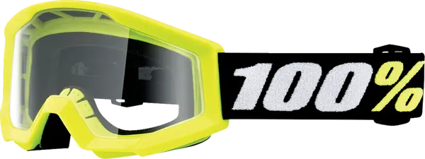 100% Strata 2 Kinder Mini Crossbril Geel - heldere clear lens ( 2025 collection )