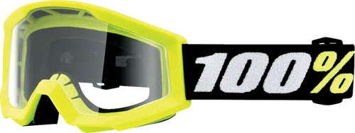 100% Strata 2 Kinder Mini Crossbril Geel - heldere clear lens ( 2025 collection )