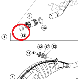 KTM OEM uitlaatrubber veer ( per stuk ) KTM SX 250 17- & EXC 250/300 17 & EXC 250/300 TPI 18- & Husqvarna TE 250/300 17 & TE 250i/300i 18- & Gas Gas EC 250/300 21- & MC 250 22-