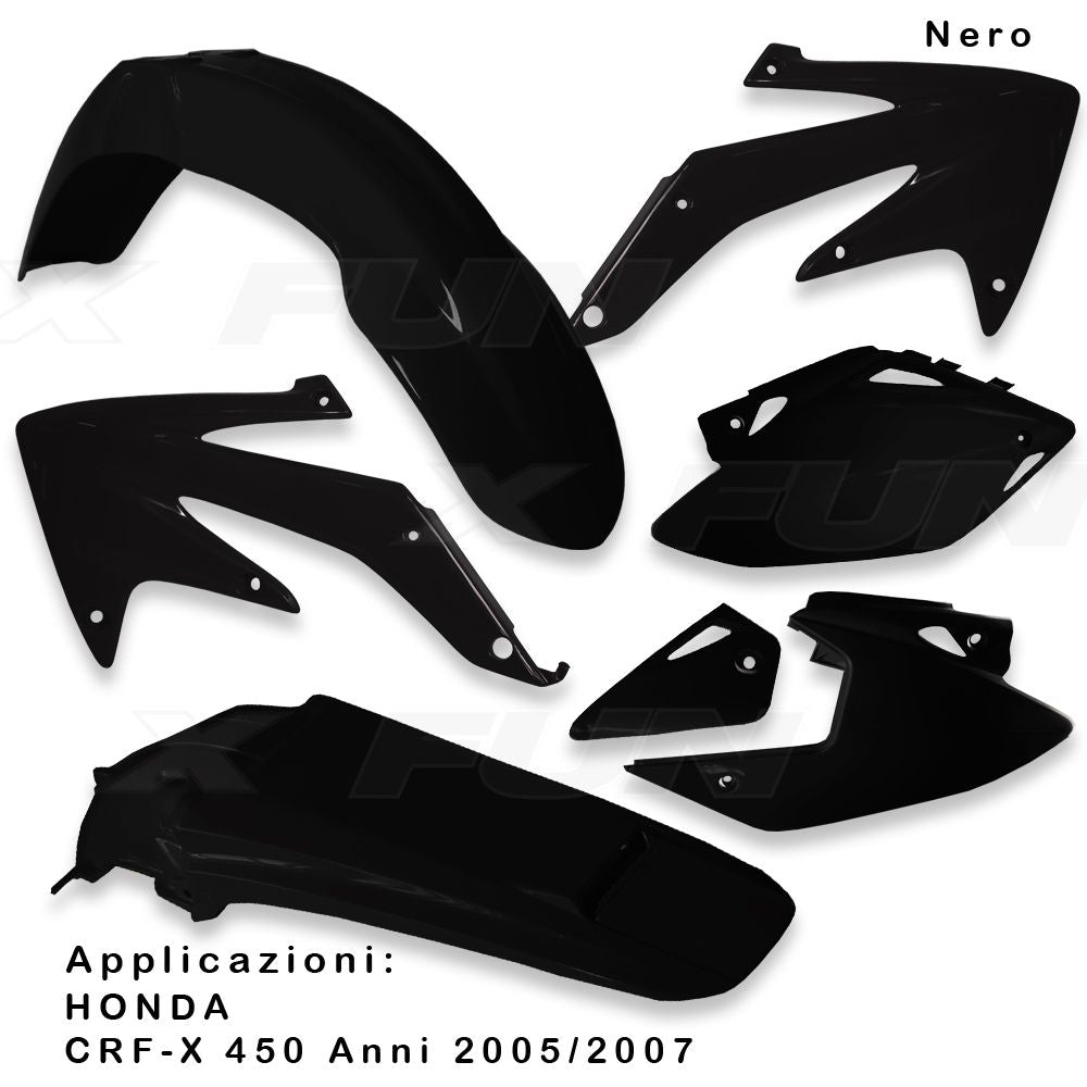 X-Fun plastic kit Zwart Honda CRF 450X 2005-2007