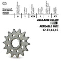Moto Master voortandwiel 14 tands staal KX 65/80/85/100 / RM 60/65/100