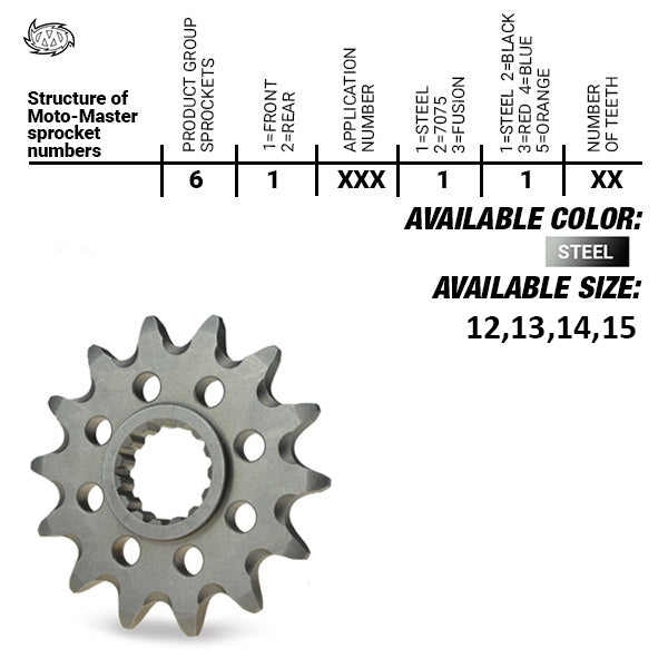 Moto Master voortandwiel 14 tands staal KX 65/80/85/100 / RM 60/65/100