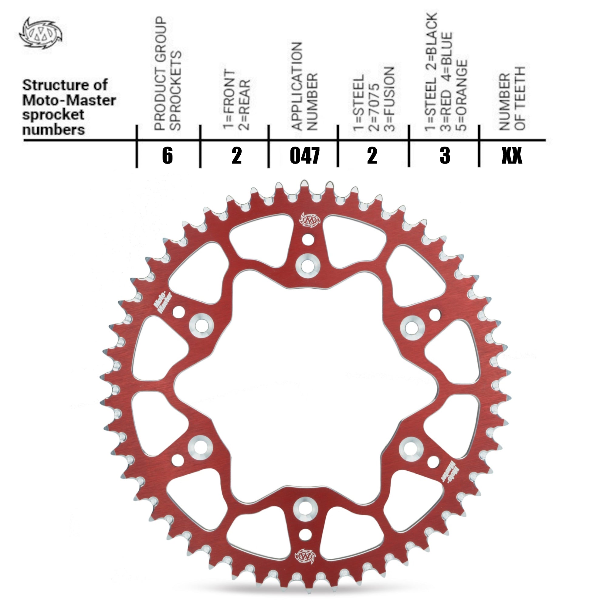 Moto Master achtertandwiel 49 tands aluminium rood Ducati Desmo 450 MX/EDX 2026