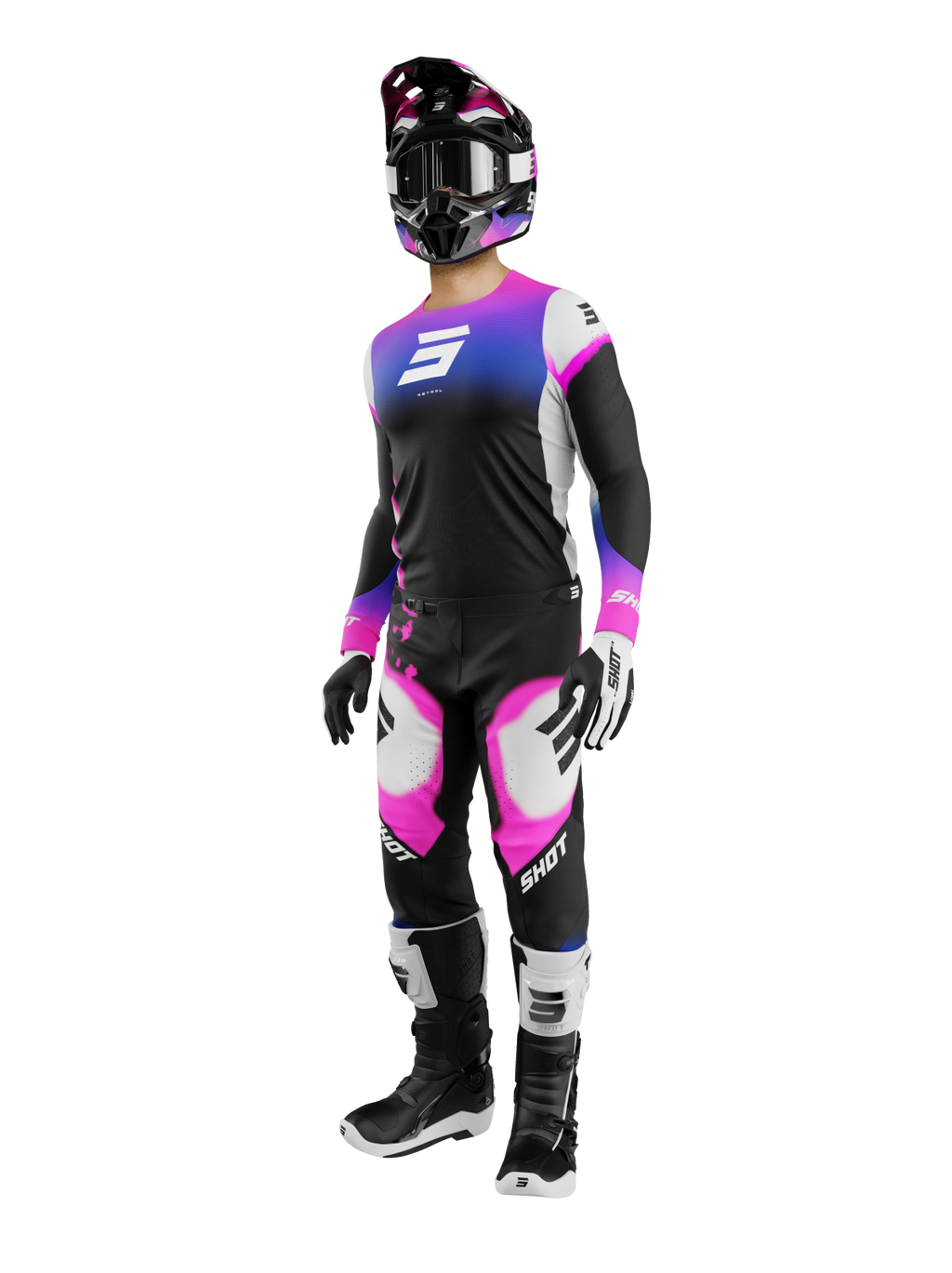 Shot MX Cross Broek Volwassen Aerolite Astral Blauw / Roze 2025 Collectie