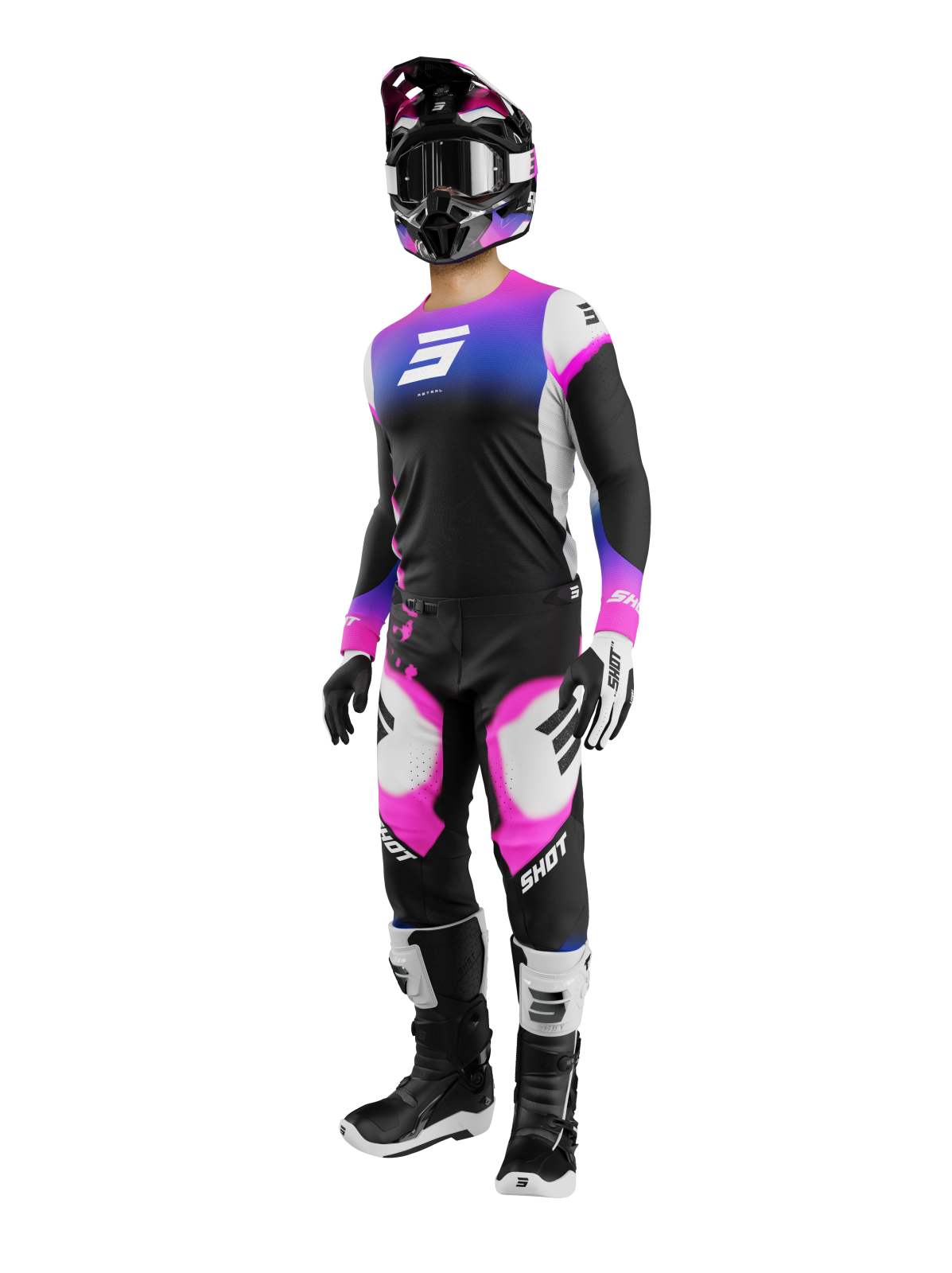 Shot MX Cross Broek Volwassen Aerolite Astral Blauw / Roze 2025 Collectie