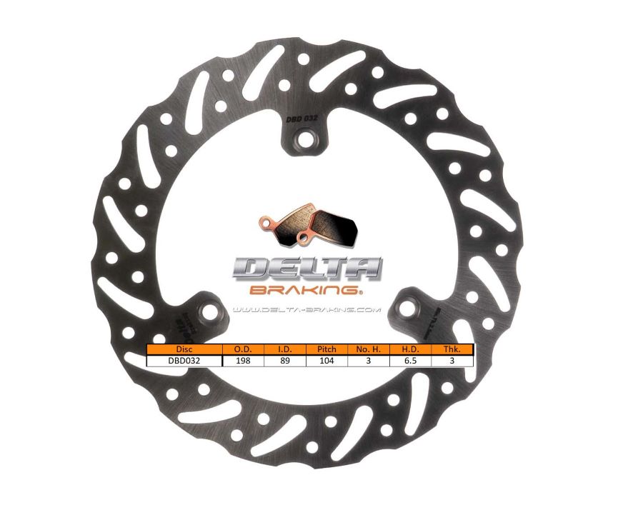 Delta Braking voor remschijf ( 198mm ) Type G KTM SX 65 2004-2022 & Husqvarna TC 65 2017-2022 & Gas Gas MC 65 2021-2022