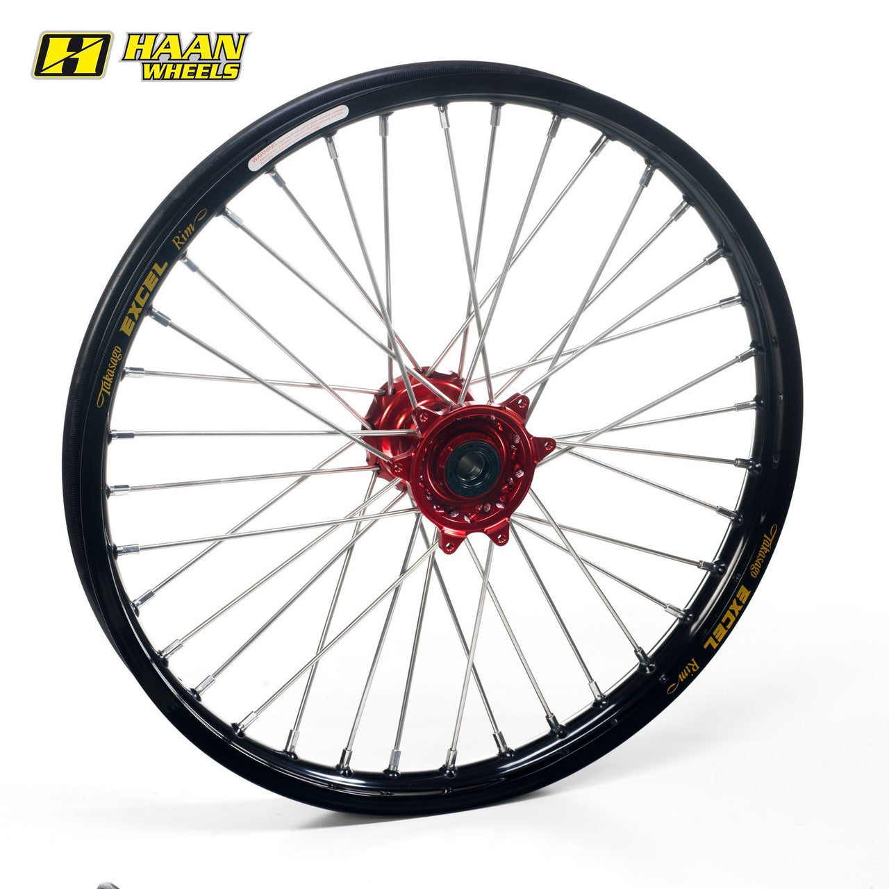 Excel voorwiel compleet zwarte velg + Haan Wheels rode naaf 21-1.60 Honda CR 125R/250R 1989-1994