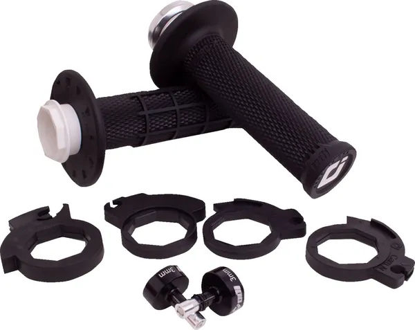 Odi Micro-X Lock-On handvaten Half Waffle Zwart/Zilver (voor KTM/Husqvarna/Gas Gas 50/65cc) & Kawasaki KX 65/85