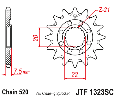 JT Sprockets voortandwiel 14 tands Honda CR 125R 04-07 & CRF 250R 04-17 & CRF 250X 04-17