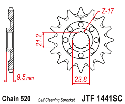 JT voortandwiel met moddergroef Suzuki RM-Z 450 05-12 & RMX 450Z 10-19