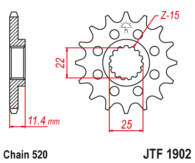 JT voortandwiel 14 tands met moddergroef JTF1902