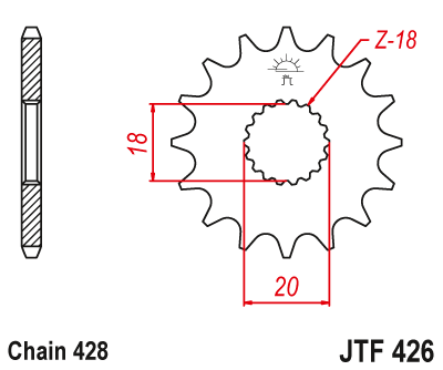 JT voortandwiel 15 tands staal Suzuki ( voor 428 ketting )