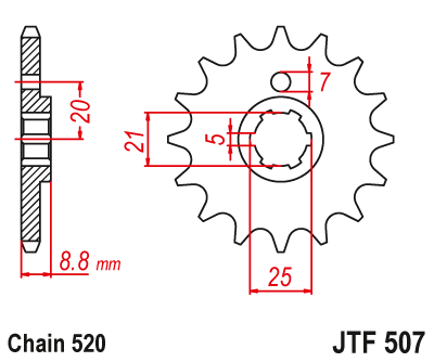 JT Sprockets voortandwiel 13 tands Kawasaki KX 250 1978-1986 & KX 420 1980-1981 & KX 500 1983-1986