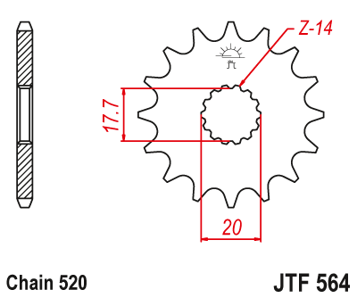 JT Sprockets voortandwiel staal Gas Gas EC 125 & Yamaha YZ 125 87-04