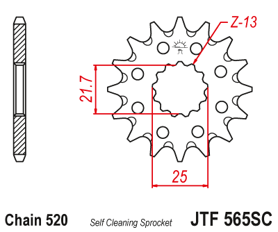 JT Sprockets voortandwiel Yamaha JTF565