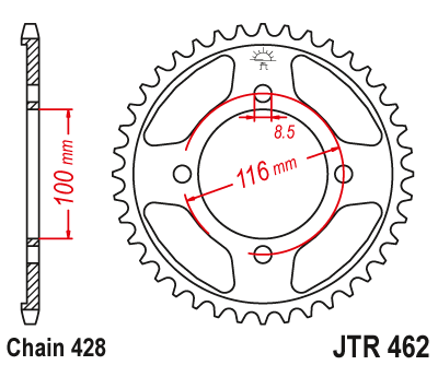 JT achtertandwiel 50 tands staal JTR462.50