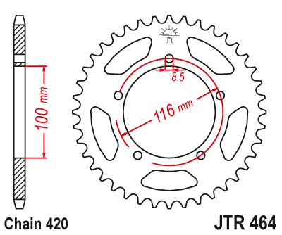 JT achtertandwiel 50 tands staal Kawasaki KX 60 1983-2003 & KX 80 1983-1985 Suzuki RM 60 2003 ( voor 420 ketting )