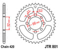 JT Sprockets achtertandwiel staal voor 420 ketting Kawasaki KLX 110 02-23