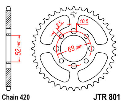 JT Sprockets achtertandwiel staal voor 420 ketting Kawasaki KLX 110 02-23