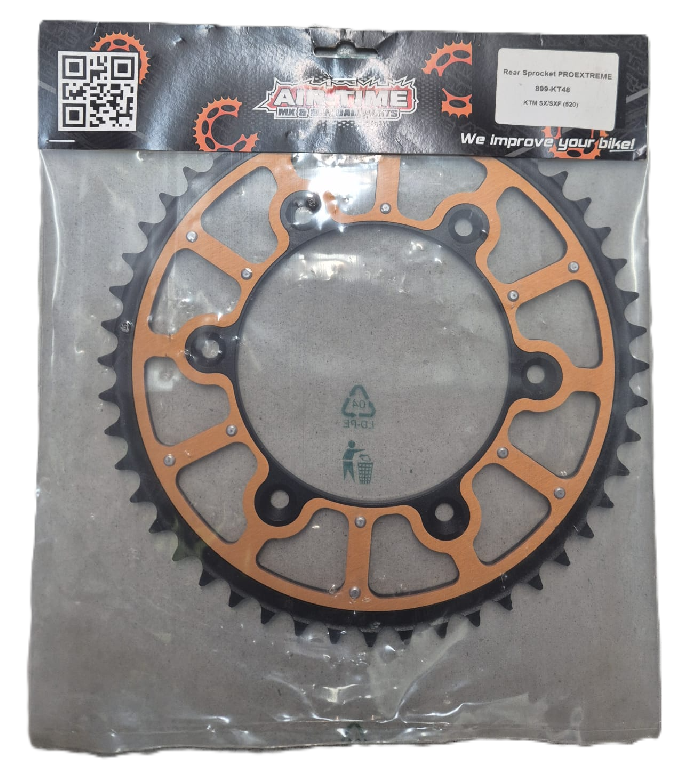 Airtime achtertandwiel 48 tands staal/aluminium met oranje binnenring KTM SX/SX-F/EXC/EXC-F 90- & Husqvarna TC/FC/FE/TE 125/150/250/350/450/501 14-