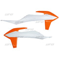 UFO radiator kappen Oranje / Wit KTM SX 125/150/250 2019-2022 & SX-F 250/350/450 2019-2022 & EXC 250/300 2020-2023 & EXC-F 250/350/450/500 2020-2023