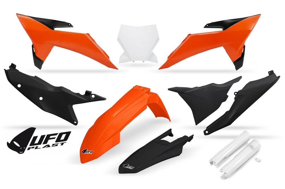 UFO plastic kit Oranje/Wit/Zwart ( Full kit ) KTM SX 125/150/250/300 2023-2026 & SX-F 250/350/450 2023-2026 ( model 2025 )