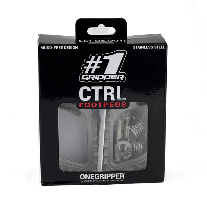 Onegripper CTRL RVS voetsteunen #1 KTM SX/SX-F 125/150/250/300/350/450 2023- & Husqvarna TC/FC 125/150/250/350/450 2023- & Gas Gas MC/MC-F 125-450 2024- ( 0 mm down / 0 mm back )