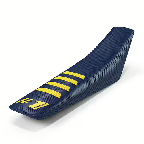 Onegripper waterdicht universeel zadelovertrek Ribbed Donker Blauw / Geel #1