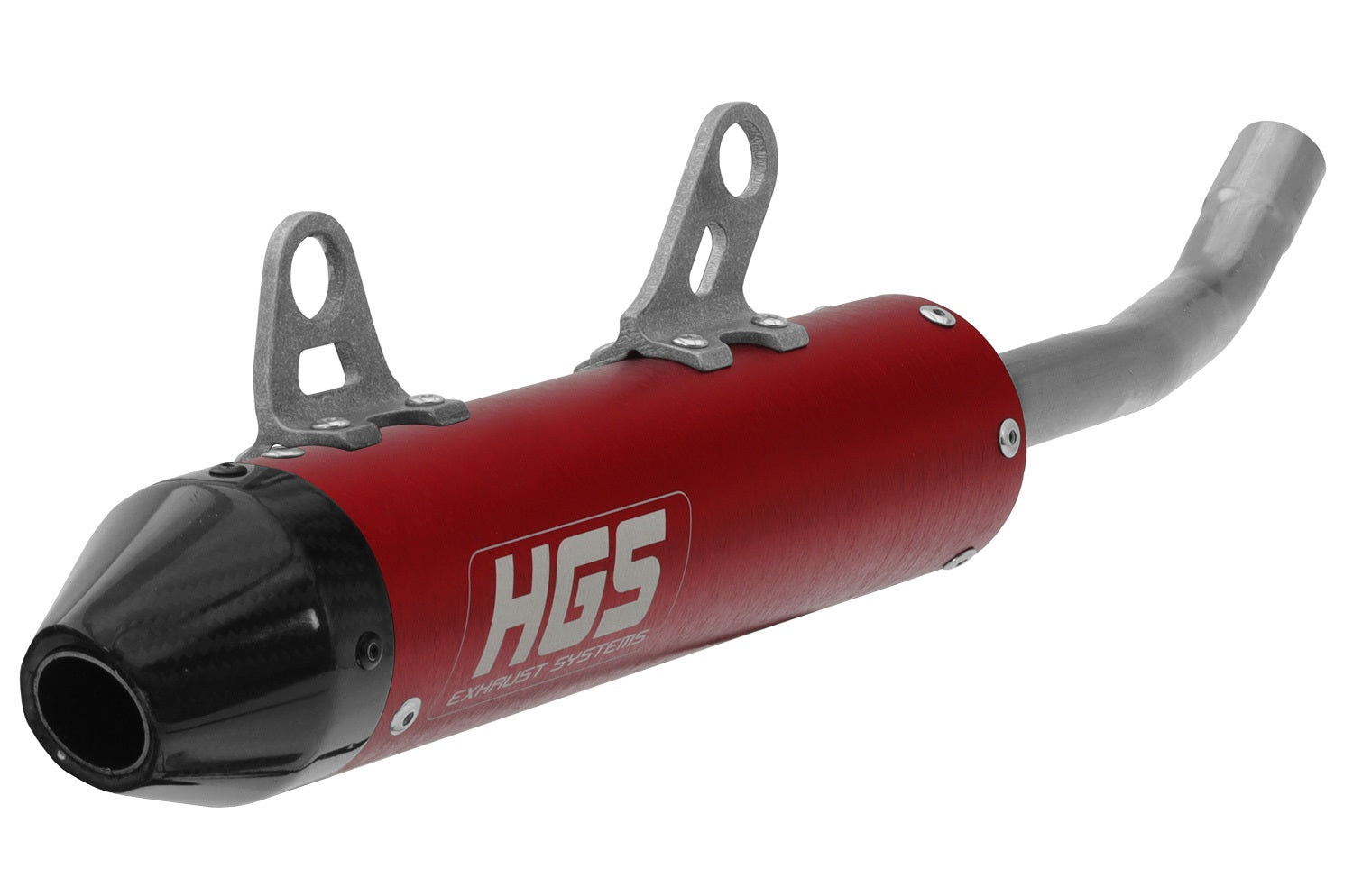 HGS uitlaatdemper aluminium rood met carbon eindkap KTM/Husqvarna/Gas Gas 125cc 2023-