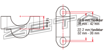 Zeta stuurverhoger voor 28,6mm stuur ( hoogte 14mm )