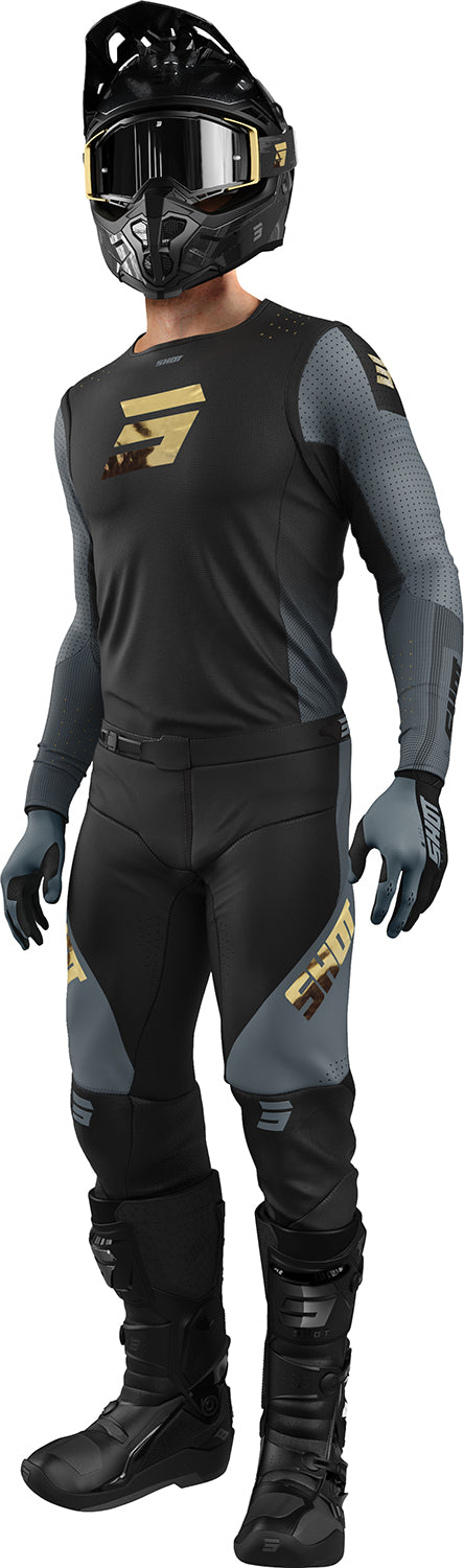 Shot MX Cross Broek Volwassen Aerolite Zwart / Goud 2025 Collectie