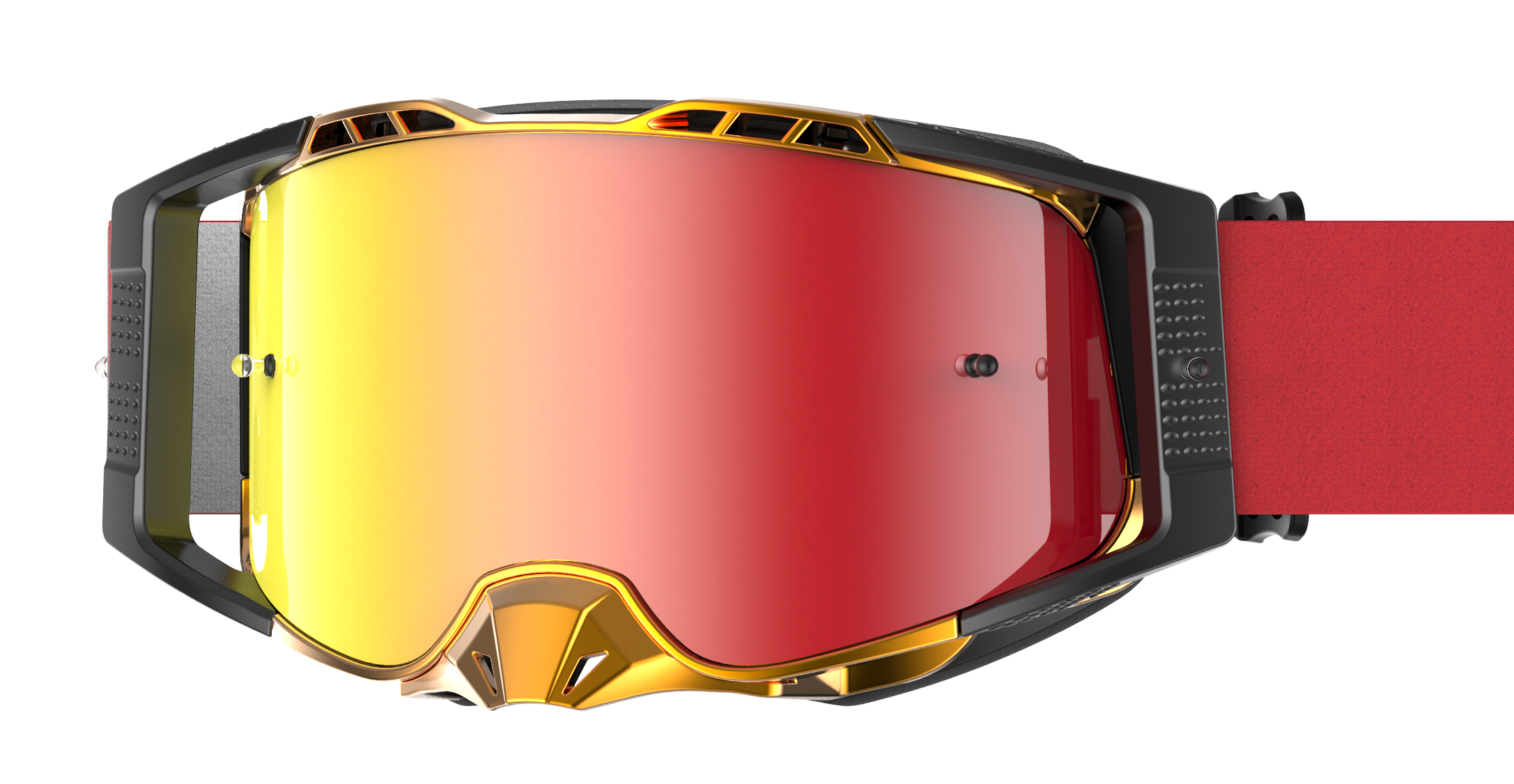 BRAAP Crossbril Zwart / Rood met goud frame en rode spiegellens