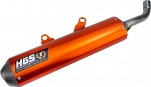 HGS uitlaatdemper aluminium Oranje ( enduro demper ) Husqvarna TE 250i/300i 2020- & KTM EXC 250/300 TPI 2020- & Gas Gas EC 250/300 2021-